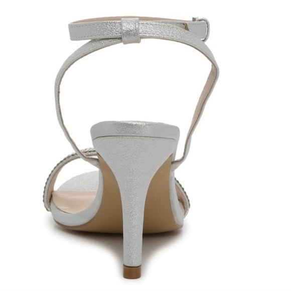 H by Halston Ankle Strap Party Bling High Heel Dress Sandal, Silver, NEW - Picture 14 of 16